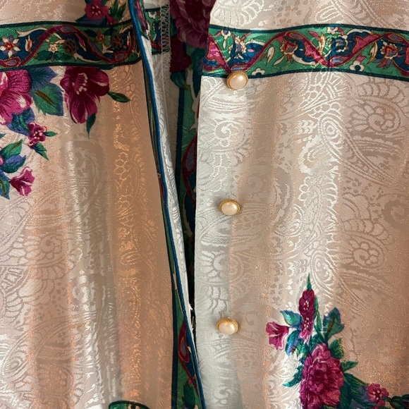 Vintage Schrader Petite Floral Midi Dress Belt Buttons & Shoulder Pads - Picture 5 of 5